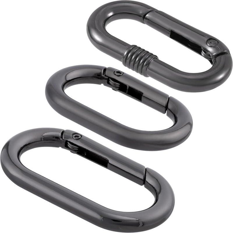 STSTR 3pcs Oval Spring Ring Clips, Metal Keyring Purse Clip, Heavy Duty Opening O Ring Carabiner for Keychains,Backpacks, Keys - Image 1